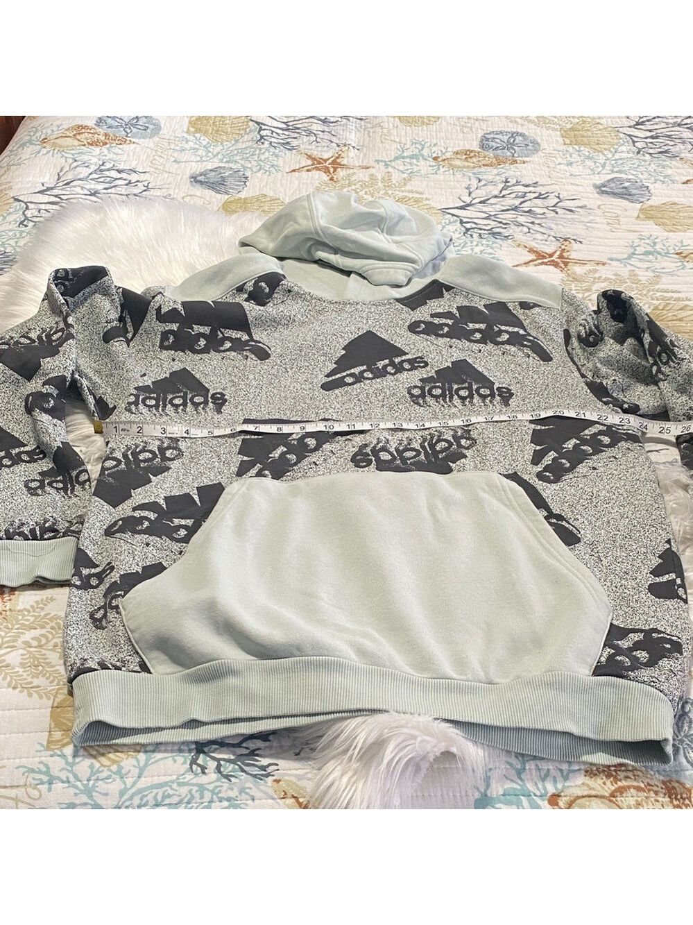 Adidas Gray Patterned Hoodie - Picture 1 of 8